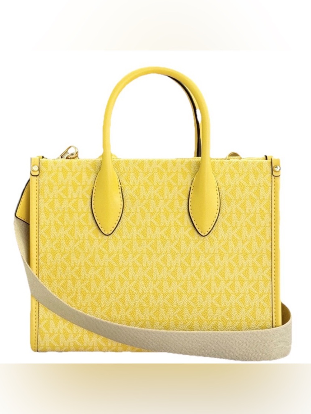 Michael Kors Mirella Small Satchel in Daisy Yellow Leather & Canvas - Picture 11 of 11
